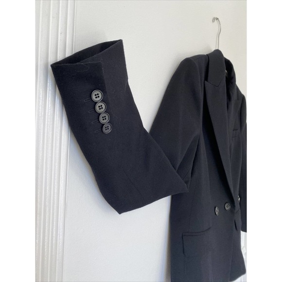 Talbots Blazer Jacket Women 2 Petite Black Wool Double Breasted Gold Button VTG - Picture 5 of 12